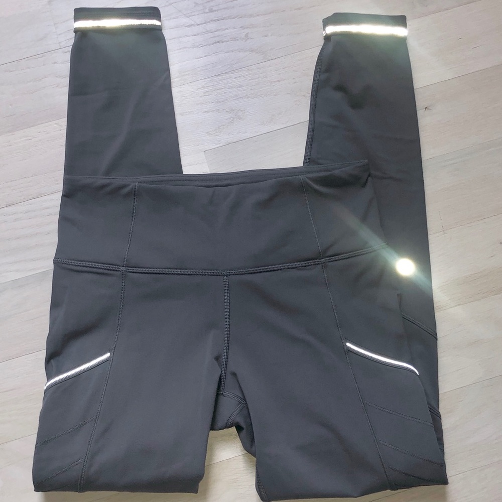 RARE Lululemon Speed 28” Gray Reflective Pants 6